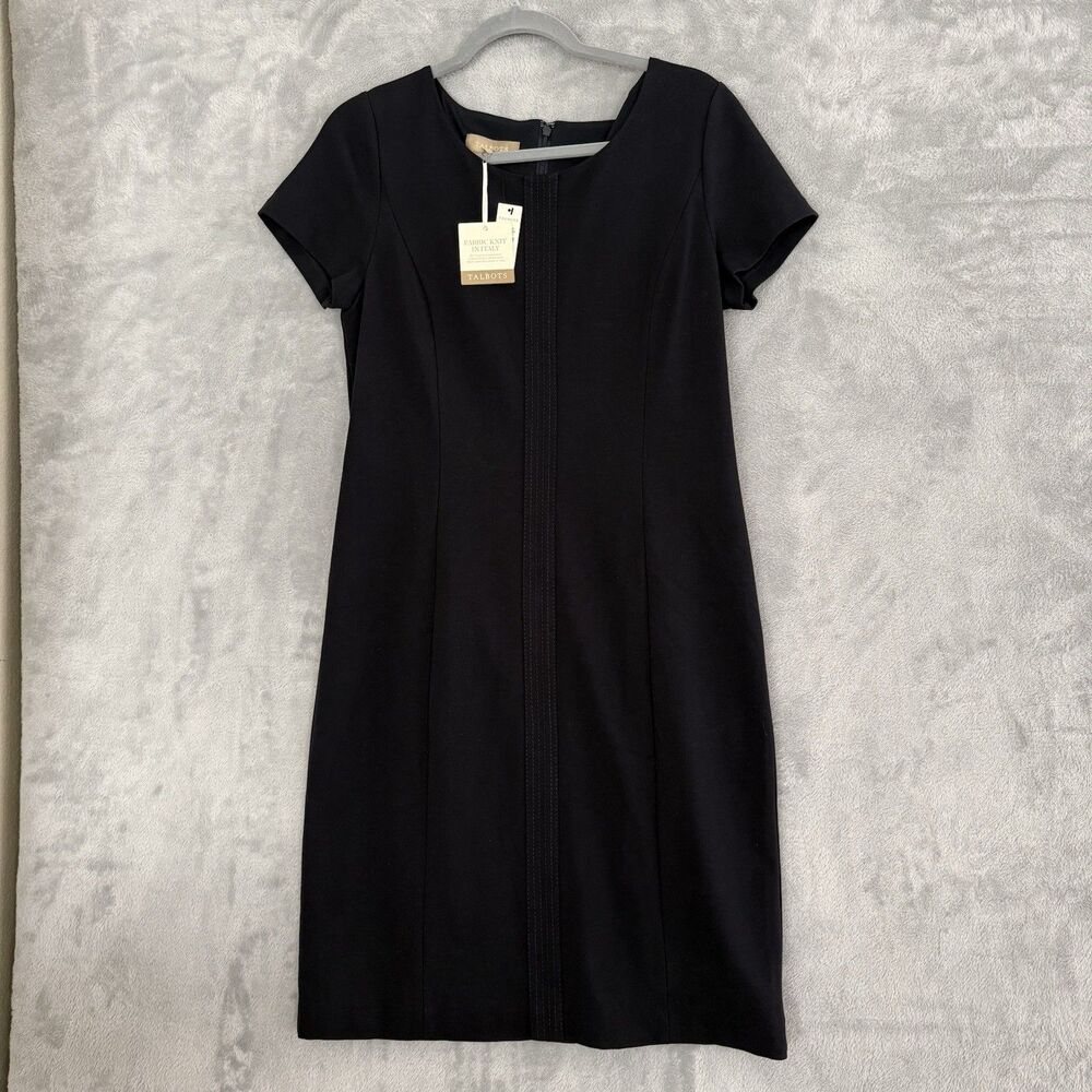 NWT Talbots LUXE Italian Knit Sheath Dress Womens 10 Navy Career $199